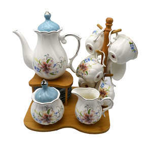 Wholesale Coffee Set Chinese Porcelain Tea Set  Ceramic Pottery White Color With Wedding Gifts