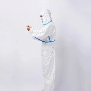 Wholesale coverall White Protective Aami Level 4 Pp Pe Coated Non Woven 30Gsm Cpe Disposable Sms Surgical Isolation Gown
