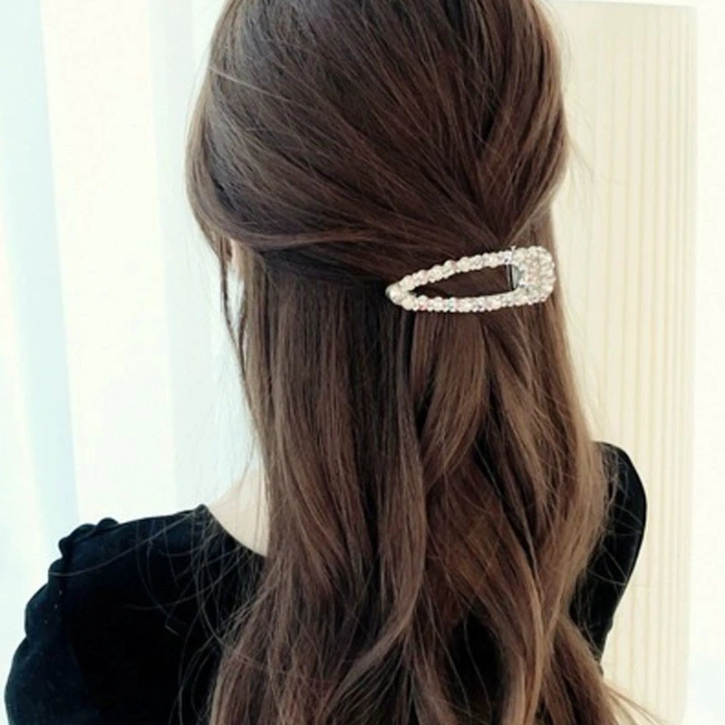 Wholesale Hair Accessories Korean Bling Blibg Crystal Rhinestone Barrettes Handmade Shinny Crystal Hair Clips For Women