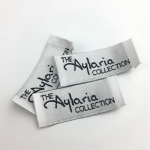 Wholesale high quality white satin garment label woven label