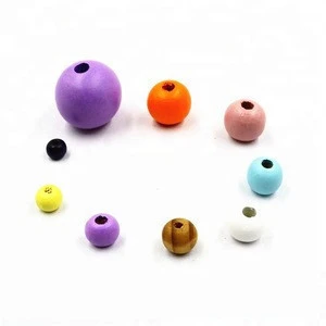 Wholesale Jewelry Accessories 4-50mm Custom Size Bulk Mixed Color Round Wood Beads
