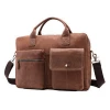 Wholesale Low Moq Handles For Handy Italian High Quality Leather Brown Briefcase Hand Bag 7212