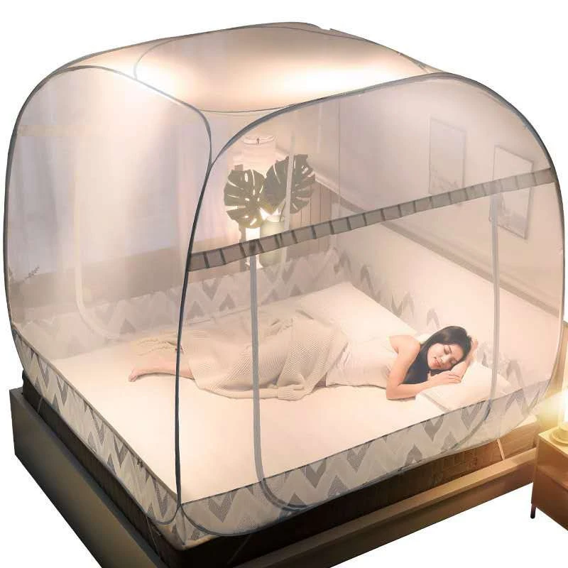 Wholesale Mongolia mosquito net tent free installation household square top folding curtain 1.5m 1.8m bed fall proof