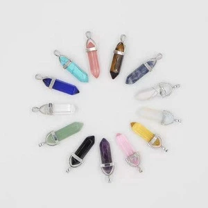 Wholesale Natural Quartz Healing Crystals Stones Hexagonal Point Charms Necklace Pendant Jewelry for sale