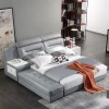 Wholesale Price Bedroom gray leather sofa set Storage Multi-function Leather Bed with Cabinet