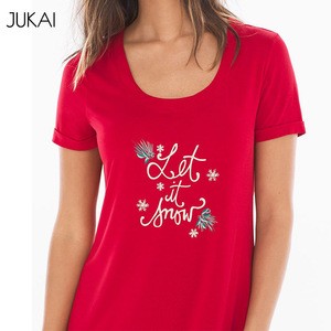 Wholesale red short sleeve nightshirt for women ,unisex nightshirts