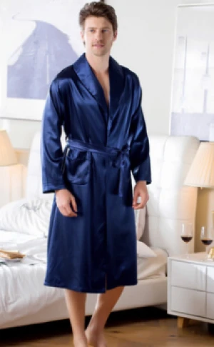 Wholesale Satin Bath Robe Long Mens Bathrobe Bathrobe Albornoces Solid Color Full Length Satin Blue Robe Sets Plus Size Support