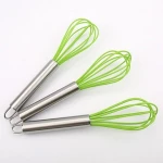Wholesales Baking Tools Manual Stainless Handle Silicone Egg Beater / Whisk