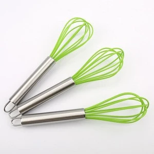 Wholesales Baking Tools Manual Stainless Handle Silicone Egg Beater / Whisk