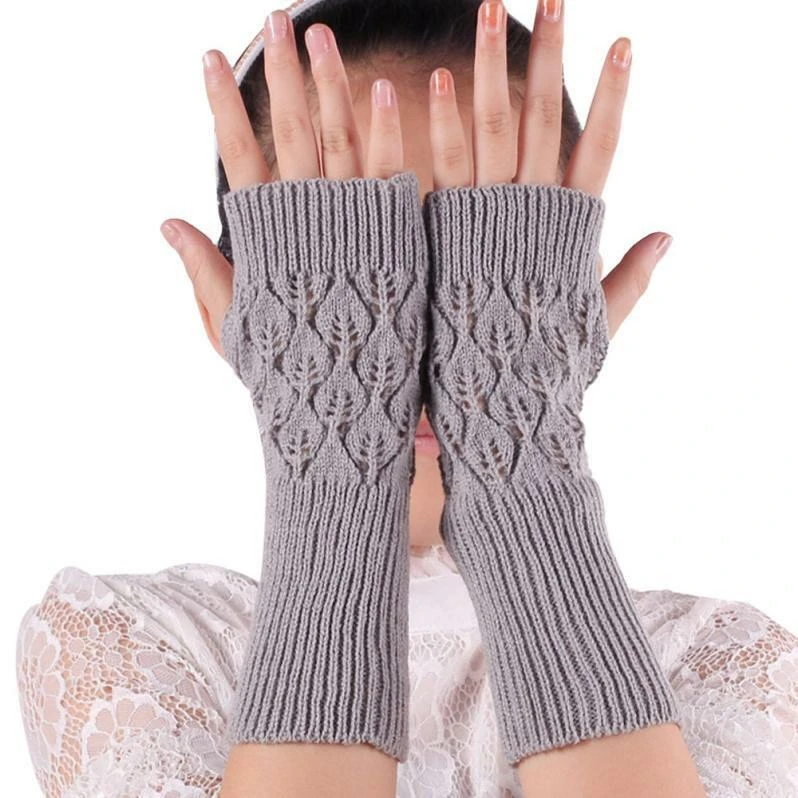 Winter Warm Soft Knitted Mittens Ladies Fingerless Gloves acrylic gloves &amp; mittens