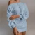 Import Women&#x27;s Casual off shoulder Lantern Sleeve knitted wool dress from China