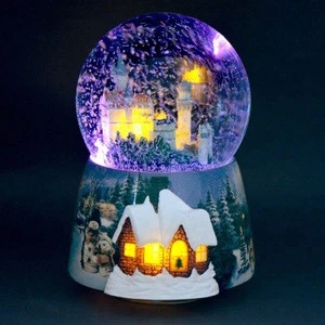 WR New Product Beautiful Gift Crystal Ball Music Box Resin Crafts 120mm Christmas Glass Crystal Ball For Home Decor