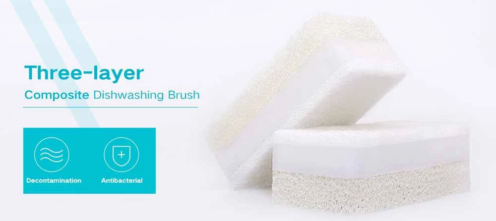 Xiaomi Youpin JieZhi Three-Layer Composite Dishwashing Brush Kitchen Sponges Household Cleaning Eco-Friendly Scouring Pads 6pcs