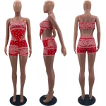 XM-20040105    2021 New Design Bandana Short Pants Outfits Two Piece Shorts Set Women Clothing Summer Biker Short 2 Piece Set