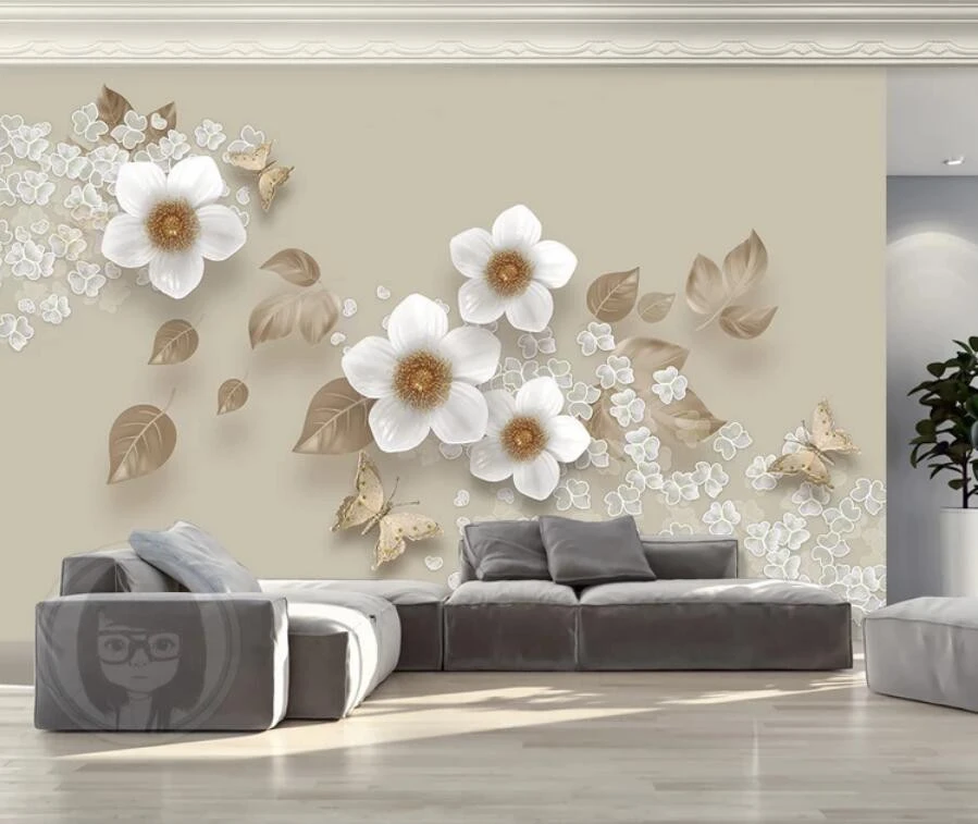 ZHIHAI Guangzhou factory supply flower print living room tv background art 8d embossed surface modern 3d home decor wallpaper designs