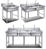 Commercial Stainless Steel Kitchen Sink – 1/2/3 Compartment, AISI 201 or 304 Steel, Food Prep & Dishwashing, Customizab