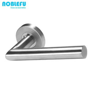 Luxury Modern Style Bedroom Lever Door Handle Lock on Round Rose T-Sharp Stainless Steel Hardware Tube Door Handle