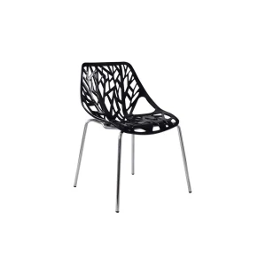 Plastic Chair with Hollow Branch Backrest and Iron Legs DC-P83