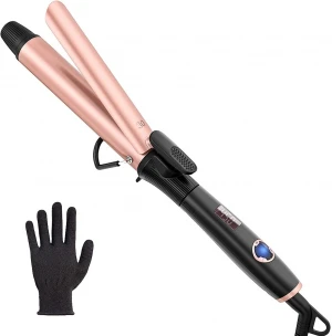 1.2 inch Ceramic Coating Curling Iron Dual Voltage, Hair Curler with Anti-scalding Insulated Tip