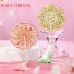 Chinese Palace Museum Style Pocket Mirror, Vintage Metal Folding Handheld Makeup Mirror, Ancient National Style Travel