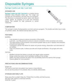 Single Use Syringes with Needle and Without Needle and Single Use Hypodermic Needles