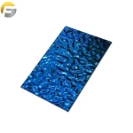 ANY002 Hot Customized 304 Metal Panels Sapphire Blue Decorative Water Ripple Stainless Steel Sheets