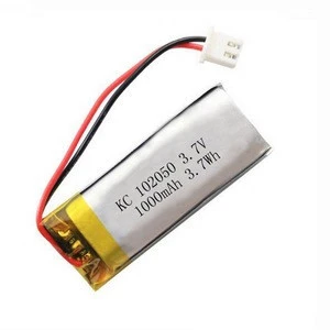 102050 lipo battery 3.7V 102050 1000mAh lithium polymer battery 3.7Wh