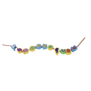 12 pcs Early Educational Wooden Animal Lacing Beads Toys Kids