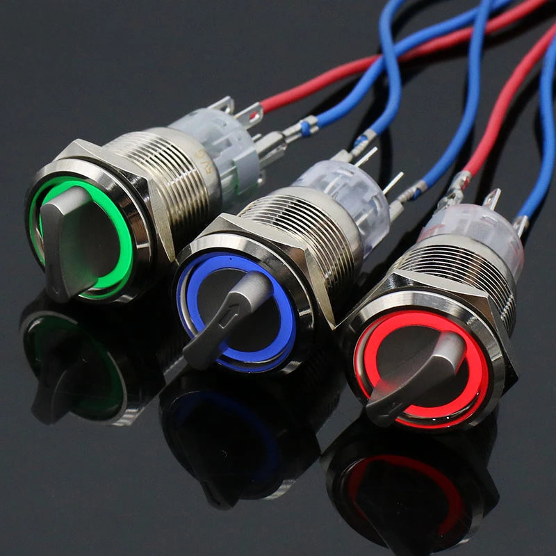 19mm LED Metal Selector Rotary Switch 2 3 Position push button switch 1no1nc 2no2nc dpst knob switch