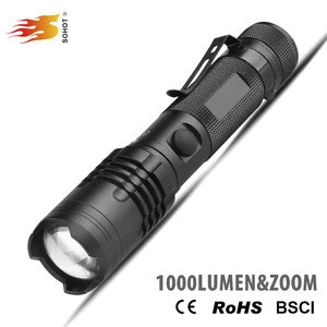 2018 Newest Factory Price Aluminum high power 1000 lumen Cree 10W u3 3.7v  rechargeable tactical led flashlight