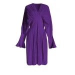 2020 Fashion Pleated Waist V-neck Shirt Design Sense Trumpet  Long Sleeve Blouse Lady Casual Dresses Women Elegant