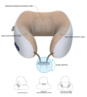 2020 new idea hot sell electric shiatsu Neck U-shaped vibrating travel massage pillow