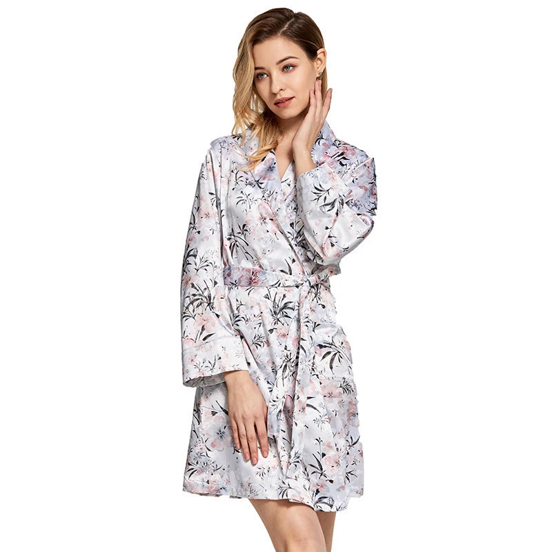 2020 spring summer latest digital printing thin sexy nighty bathrobe women