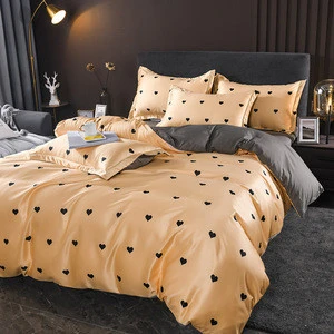 2020 summer hot selling super soft washed silk luxury duvet cover pillow cases and bed sheet 4pcs bed linen bedding set