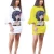 Import 2020 Summer new long casual dress Puff sleeve fashion loose cartoon t shirt  dress with white and yellow women clothing from China