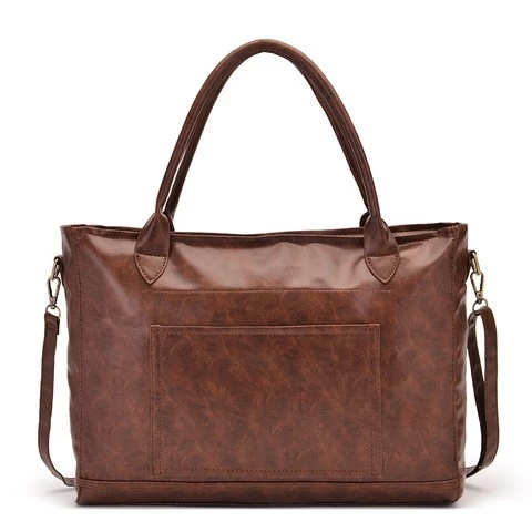2021 Latest Vintage Lady Shoulder Handbags Big Capacity Brown Leather Travel Suitcase Bag Soft Leather Tote Bag For Women