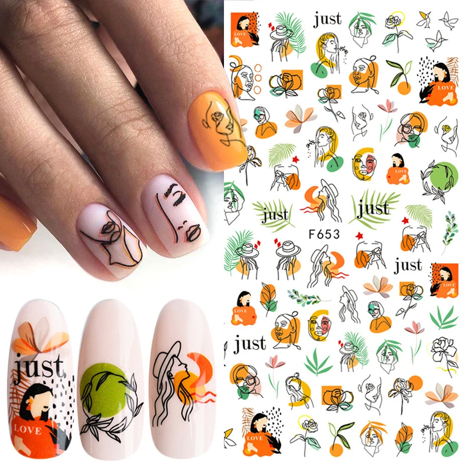 2021 Summer Nail Leave Letters Nail Stickers Adhesive Decal Summer Drinking Fruit Slider Laser Nail Art Decoration Manicure Wrap