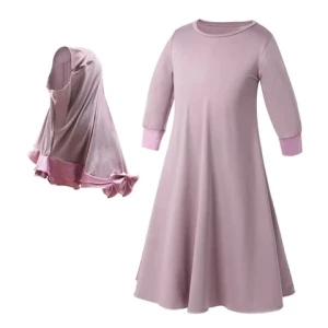 2023 New High Quality and Low Price Round Collar Modest Comfortable Classic Style Khimar Jilbab Overhead Girls Ramadan Children