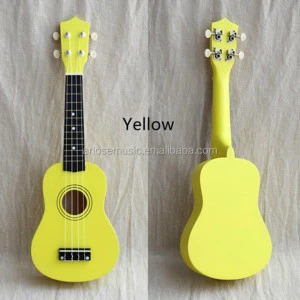 21 Inch Colorful Acoustic Ukulele 4 Strings Hawaiian Guitar Guitarra Instrument for Kids Beginner or Basic players - yellow / 21