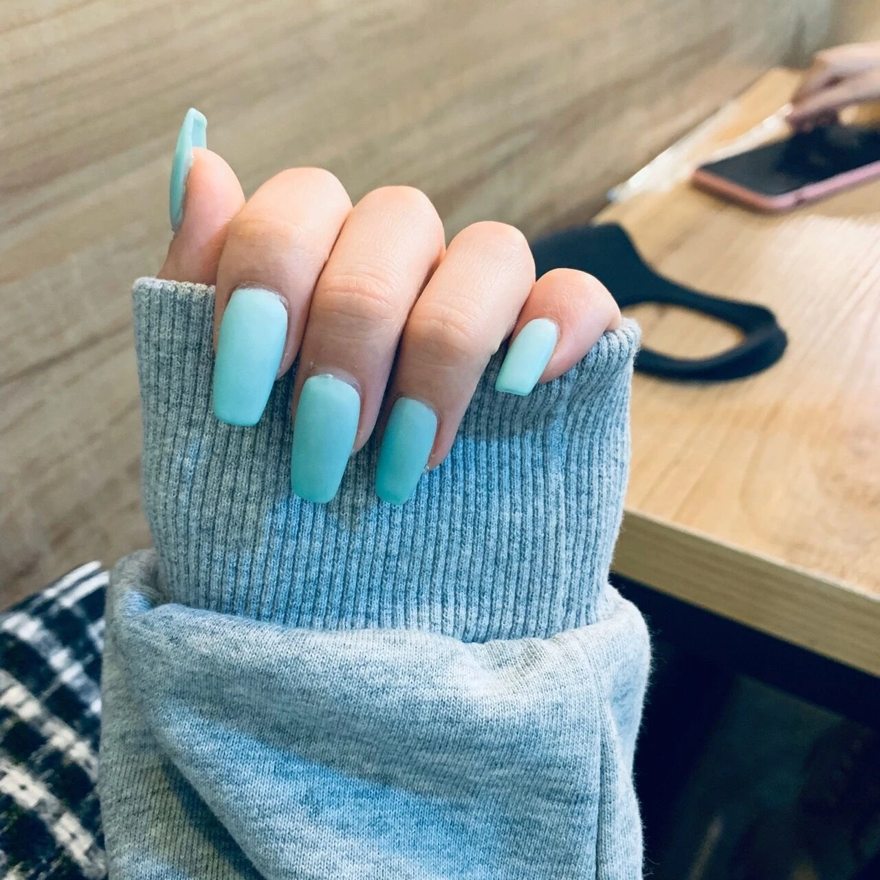 Buy 24 Pieces Matte Coffin False Nails Short Ballerina Artificial Nail