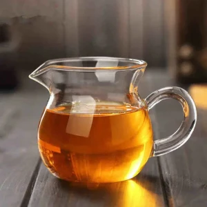 250ml 8oz Handcrafted Glass Tea Set Clear Heat Resistance Glass Pot Gongdao Cup Glass Tea Cup with Spout and Handle
