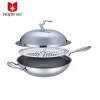 3 Layer Hot sale Stainless Steel Wok Pan,Chinese cooking range wok