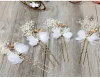 3 pc / set White Lace Bowknot Dragonfly Jewelry Rhinestone Hairpins Bridal Wedding Hair Accessories Hair Forks
