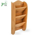 3 Slot Wall Mount hanging Organizer Rack Bamboo Mail Letter Holder