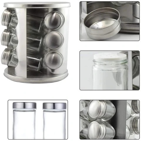 Buy 3 Tiers Kitchen Spice Rack Stainless Steel 20-jar Countertop Rack ...