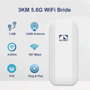 3Km 5.8 GHz Point to Point PoE Powered 900Mbps outdoor access point Wireless Bridge