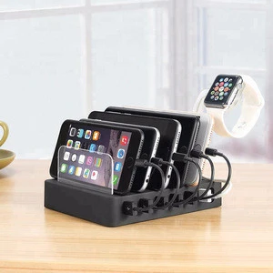 4 Ports 2.4A 2 Ports 1A 50W 10A 6 USB Ports Cell Phone Charging Station With Watch Holder