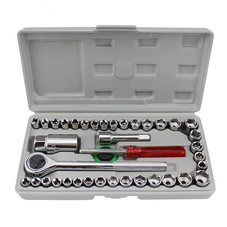40pcs Combination Socket Wrench Set car Hand Repair Tool Set Car Onboard Combination Multi Tool Socket Wrench and Screwdriver