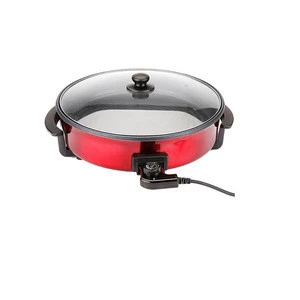 42X7cm Shinning Red Multi-function Round Electric Party Pan For Pizza Cooking With Grill