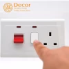 45AMP BS-4177 kitchen cooker double pole dp wall toggle switch + BS1363 standarded grounded wall socket wtih neon